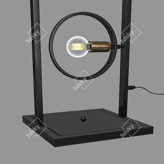 Urban Loft Black Metal Floor Lamp 3D model image 2