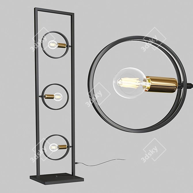 Urban Loft Black Metal Floor Lamp 3D model image 4