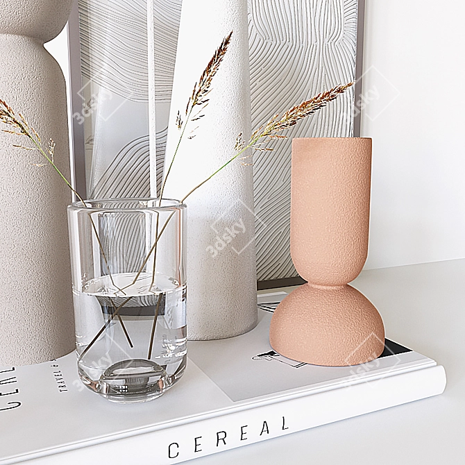 Elegance in Bloom: Decorative Vase Set 3D model image 3