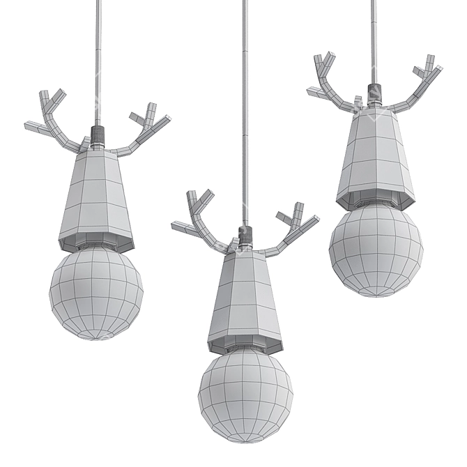 Elegant Deer Horn Pendant Light 3D model image 2