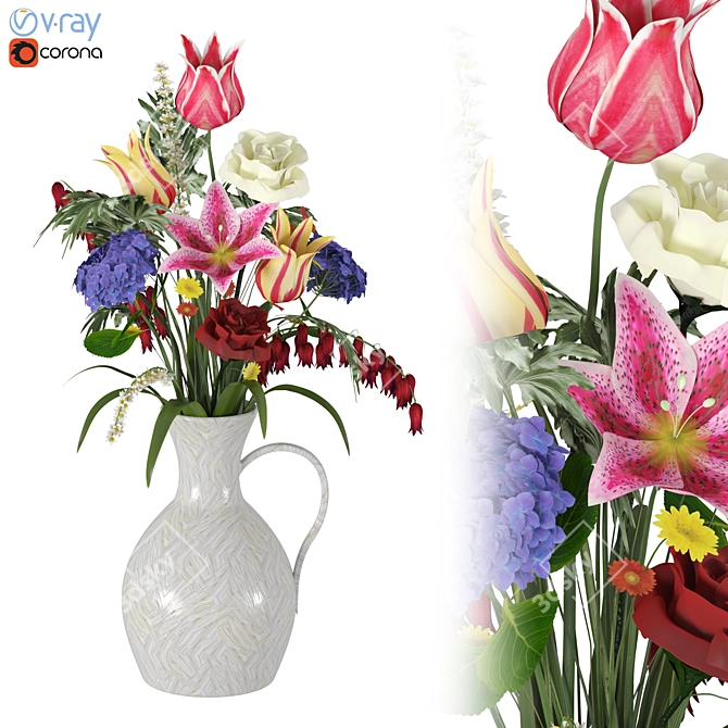 Spline-Edit Poly Flower Vase 3D model image 1