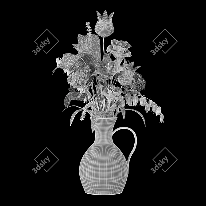 Spline-Edit Poly Flower Vase 3D model image 4