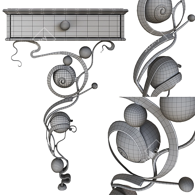 Heri OM Console: Elegant Steel and MDF Design 3D model image 5