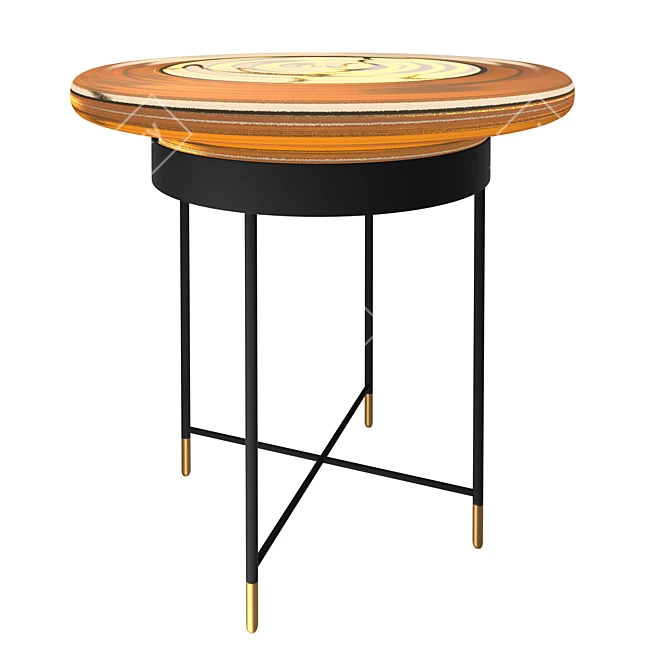 Sophisticated Bilboquet Pedestal Table: Blown Glass & Steel 3D model image 3