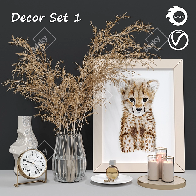 Geometric Fire Decor Set 3D model image 5