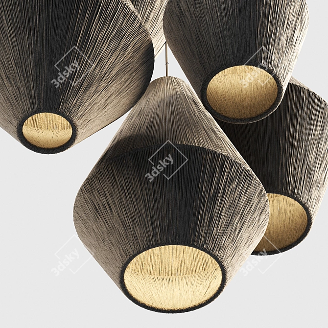 Rattan Cone Lamp: Wood & Wicker 3D model image 4