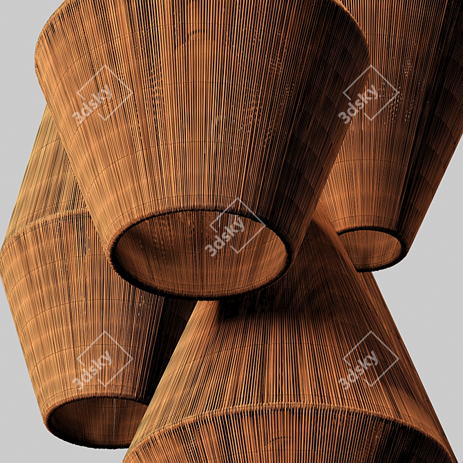 Rattan Cone Lamp: Wood & Wicker 3D model image 6