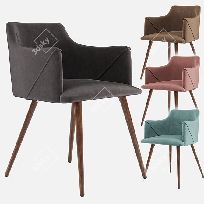 Monarch Velvet Metal Chair: Stylish & Comfortable 3D model image 7