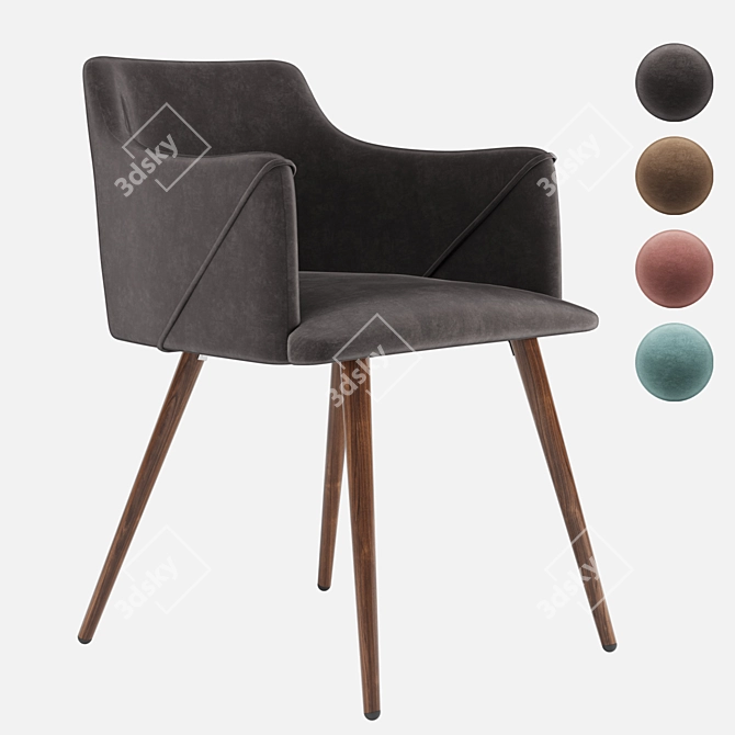 Monarch Velvet Metal Chair: Stylish & Comfortable 3D model image 9