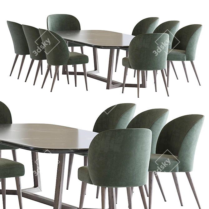 Modern Rose Chair and Concorde Table Set 3D model image 2