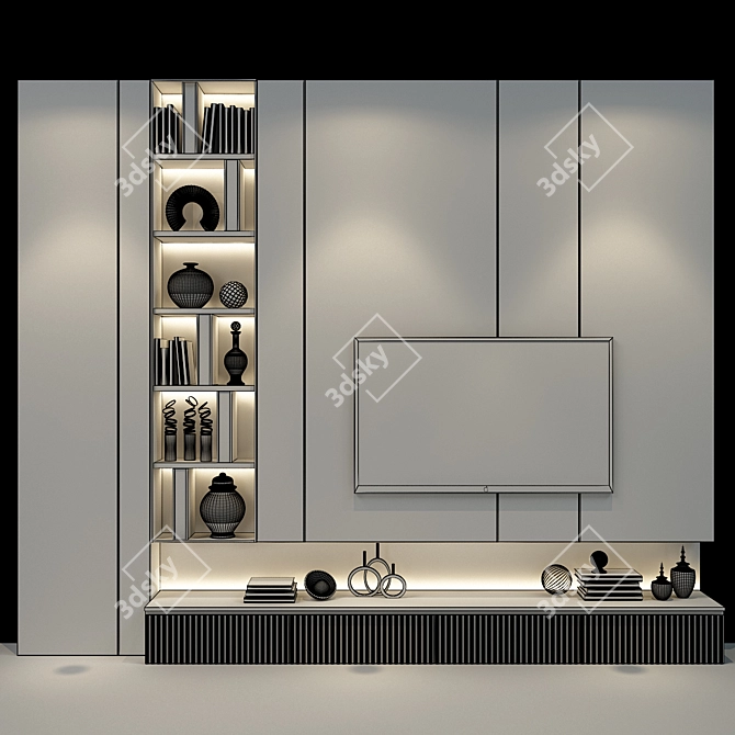 Modern TV Shelf 0332 3D model image 2
