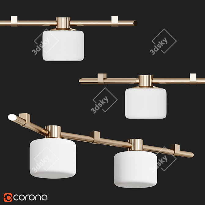 Opal Glass Bronze Ceiling Light 3D model image 1
