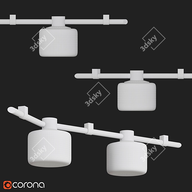 Opal Glass Bronze Ceiling Light 3D model image 2