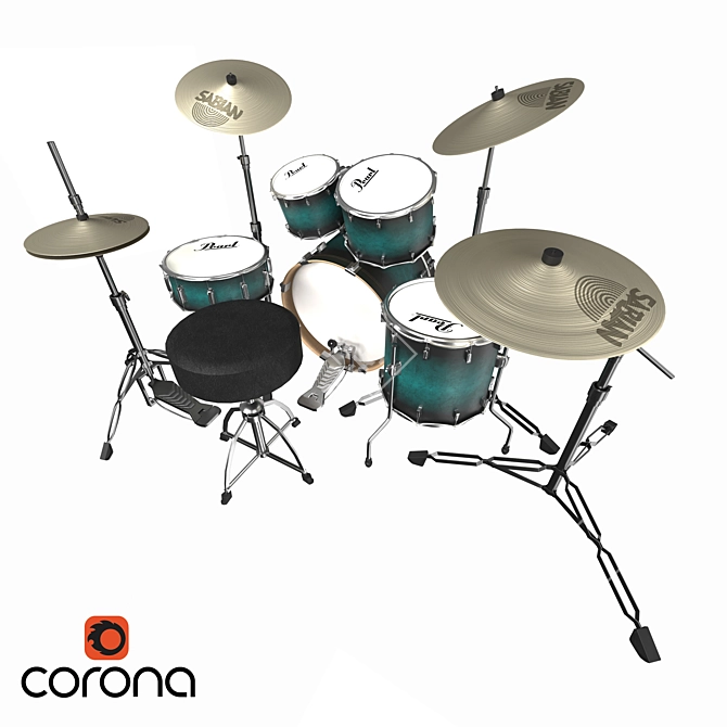 Pearl DMP905/C213 Drum Set: 5-Piece Configuration 3D model image 3