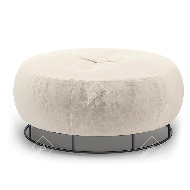 Velvet Round Metal Base Pouf Set 3D model image 4