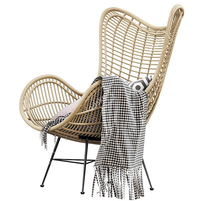 Natural Rattan Egg Chair: Stylish and Organic 3D model image 3