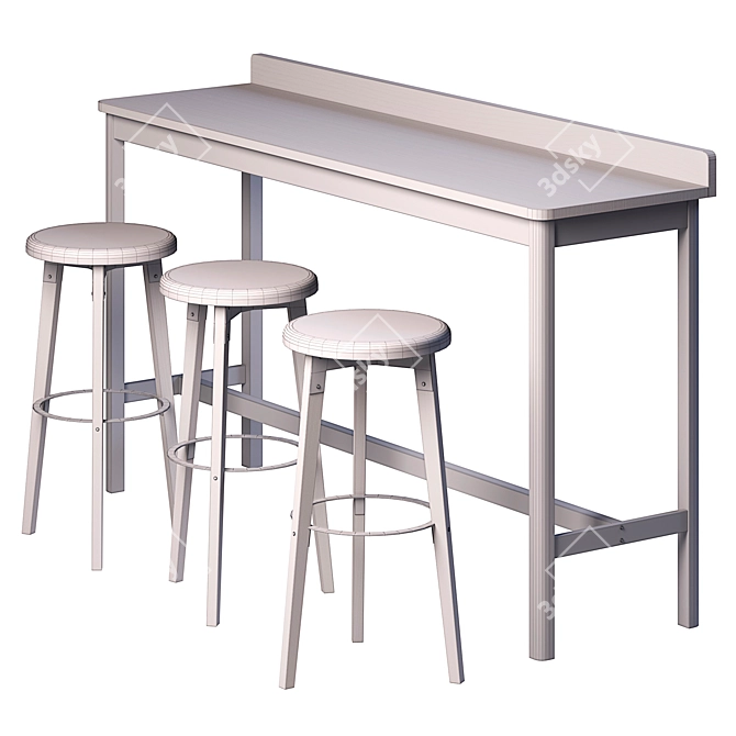 Sleek Bar Table & Chairs 3D model image 2