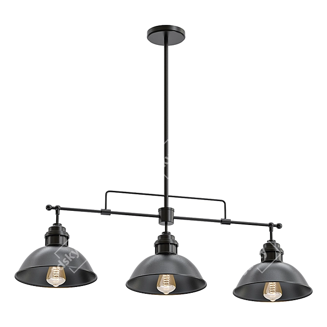 Modern Linear Pot Lid Pendant 3D model image 1