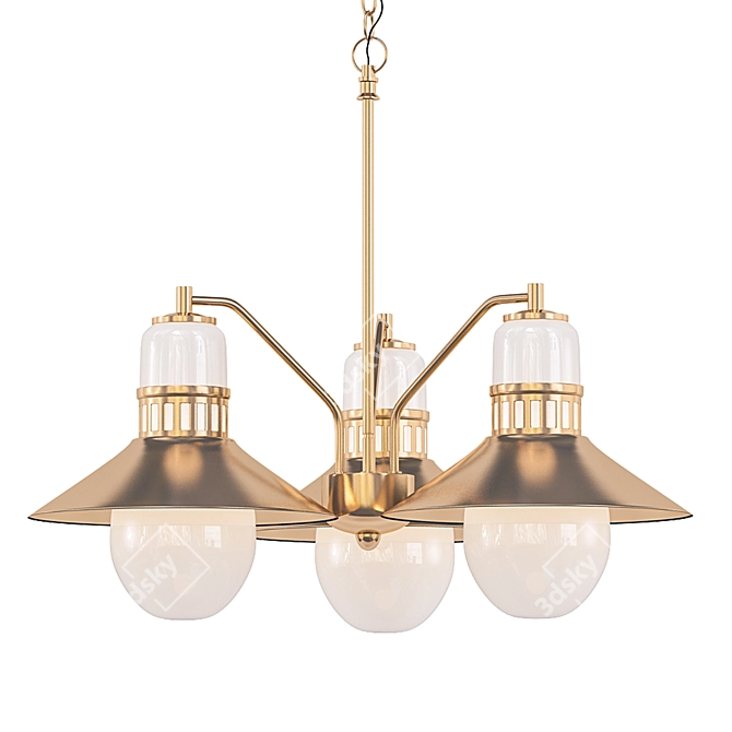 Vintage Brass Gold Adjustable Chandelier 3D model image 1