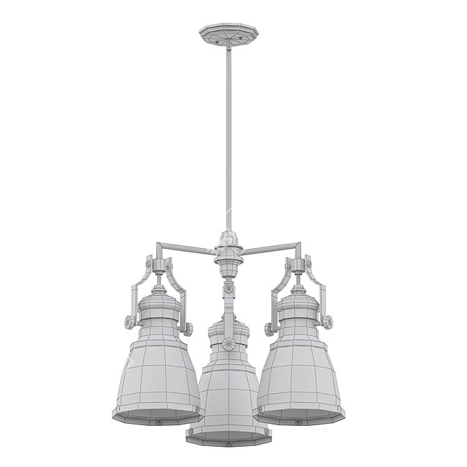 Elegant Satin Nickel Chandelier 3D model image 2