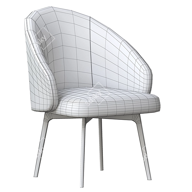  Plush Chenille Dining Chair 3D model image 7