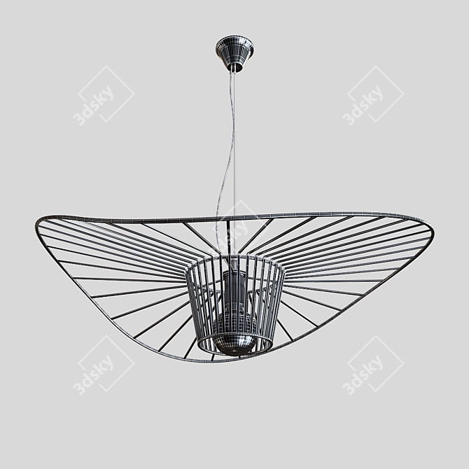 Straw Hat Chandelier: Rustic Elegance for Your Space 3D model image 3