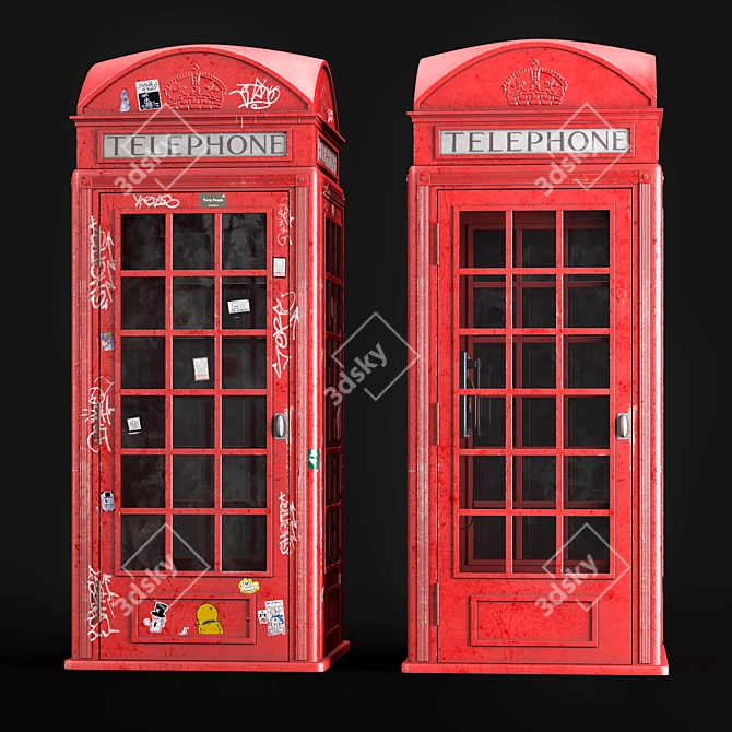 Classic London Phone Booth 3D model image 1