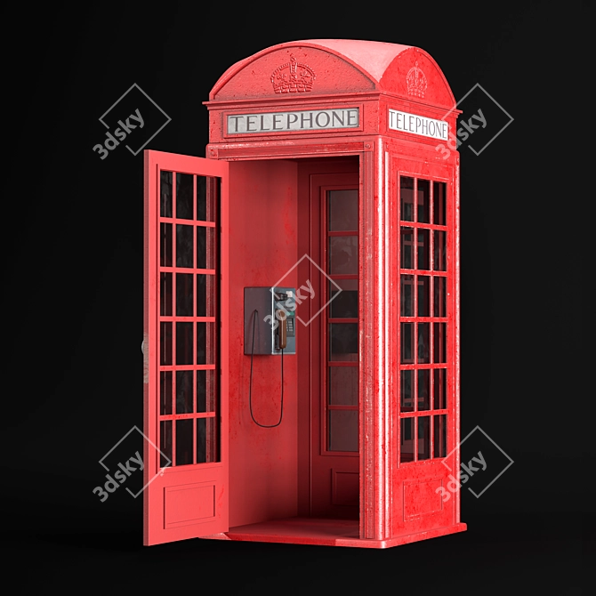 Classic London Phone Booth 3D model image 4