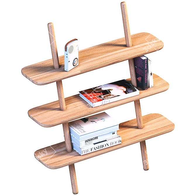  Solid Wood Bookshelf 3D model image 1