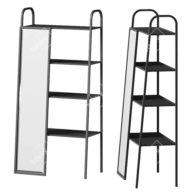 Black Metal Mirror Shelf 3D model image 1