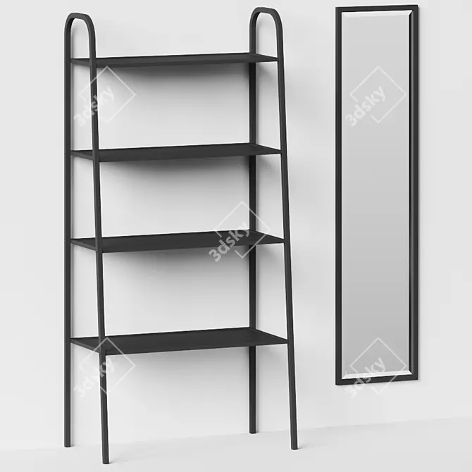 Black Metal Mirror Shelf 3D model image 2