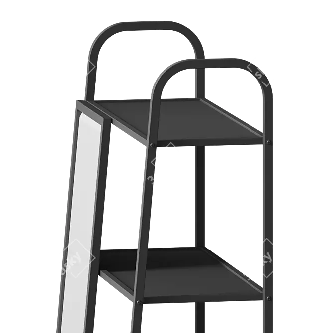 Black Metal Mirror Shelf 3D model image 3