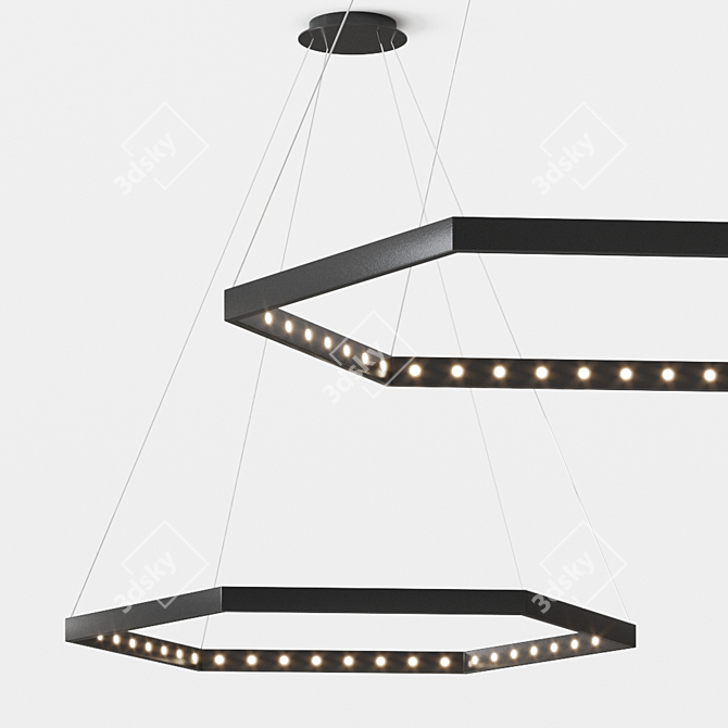 Hexa 1 Black Pendant: Sleek French Design 3D model image 1