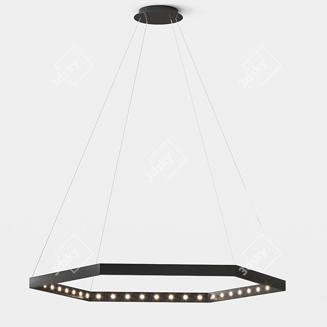 Hexa 1 Black Pendant: Sleek French Design 3D model image 2