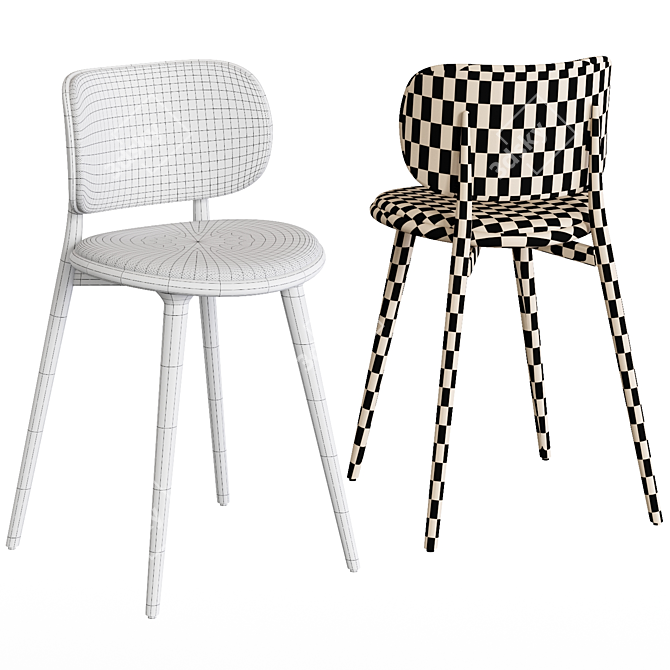 Sleek Scandinavian Design Dining Chair 3D model image 2