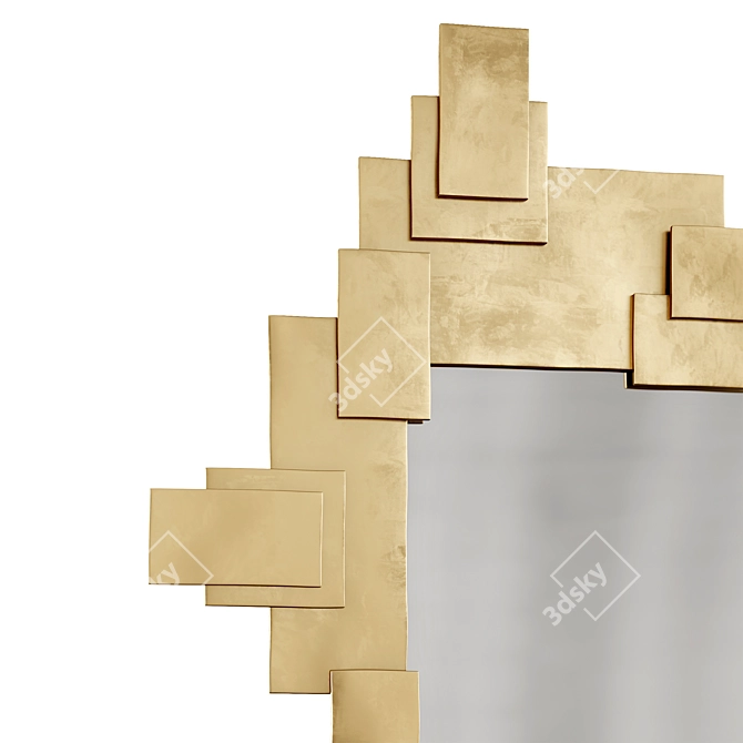 Modern Brass Puzzle Mirror 3D model image 3