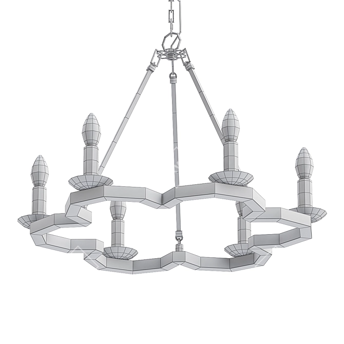 Industrial Iron Ring Chandelier 3D model image 2