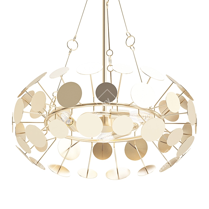 Sleek Gold Ring Chandelier 3D model image 1