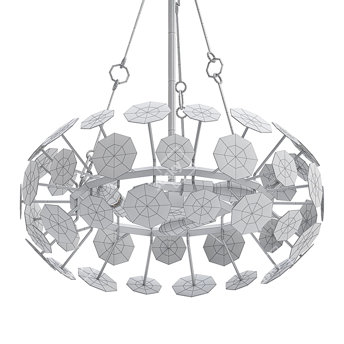 Sleek Gold Ring Chandelier 3D model image 2
