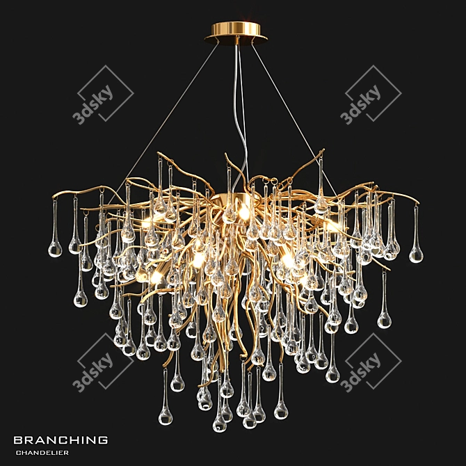 Elegant Branching Chandelier 3D model image 1