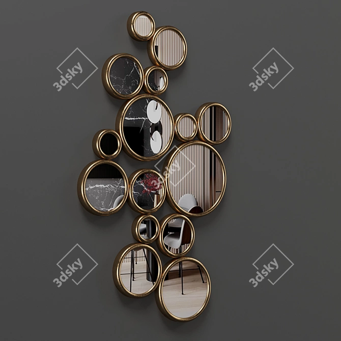 Versatile Round Mirrors: Bronze and Copper 3D model image 7