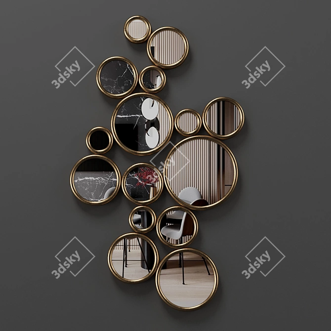 Versatile Round Mirrors: Bronze and Copper 3D model image 9