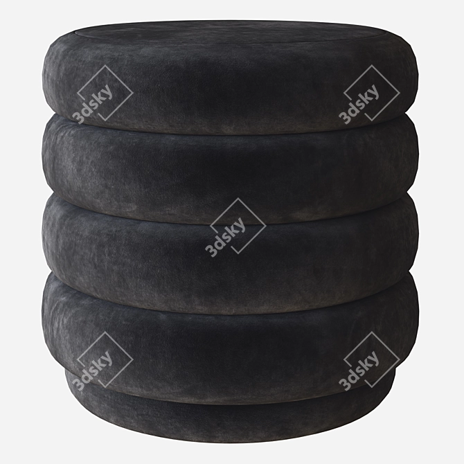 Faded Velvet Round Pouf by Ferm 3D model image 1