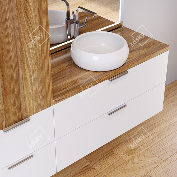 Elegant Space-Saving Bathroom Set 3D model image 3