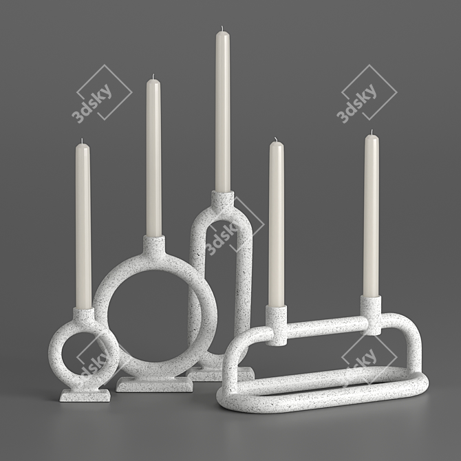 Elegant Lorin Taper Holder Set 3D model image 1