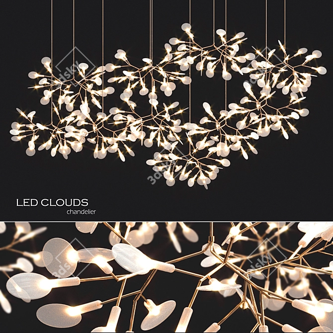 Majestic Led Clouds Chandelier 3D model image 1