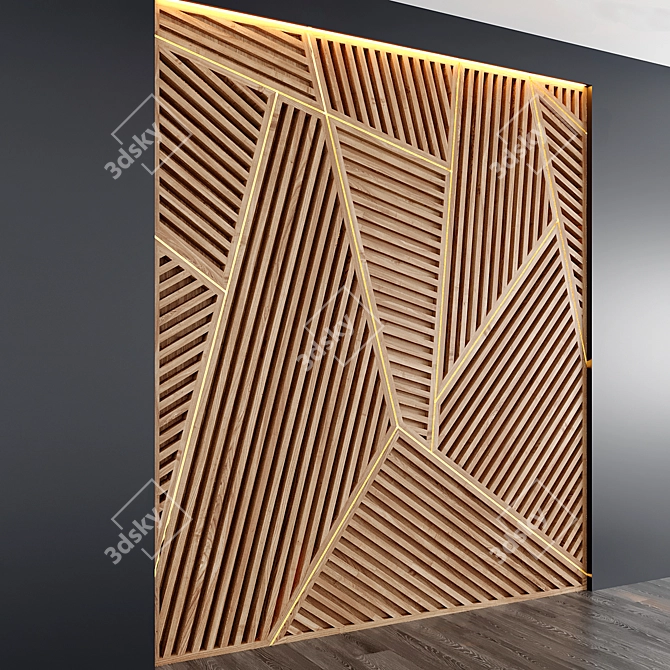 Natural Wood Panel Art - 2400x2700mm 3D model image 1