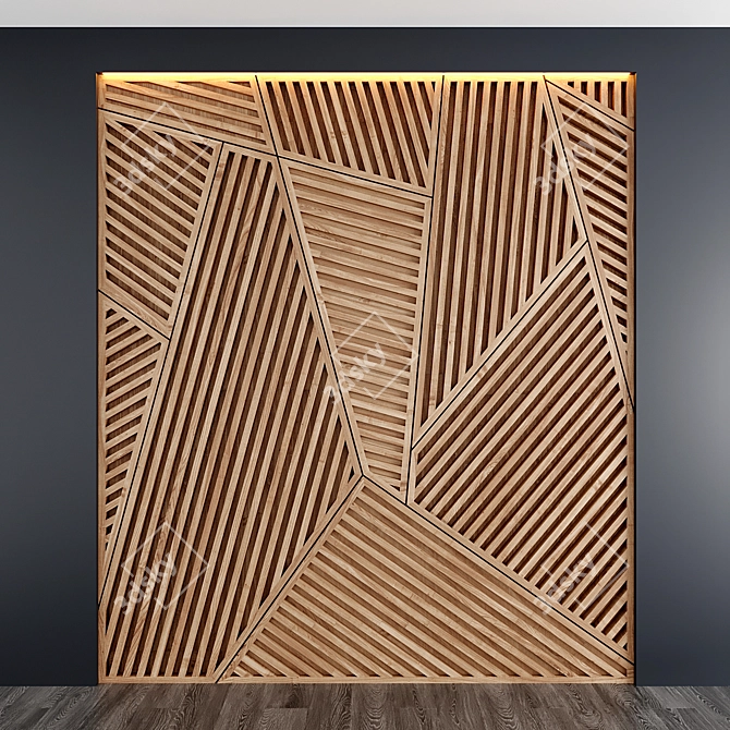 Natural Wood Panel Art - 2400x2700mm 3D model image 5