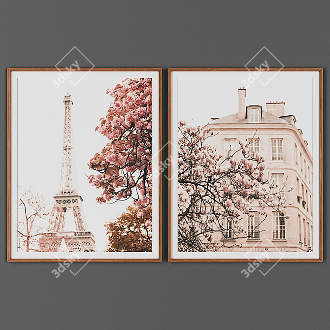 Wooden Frame Picture Set 3D model image 1