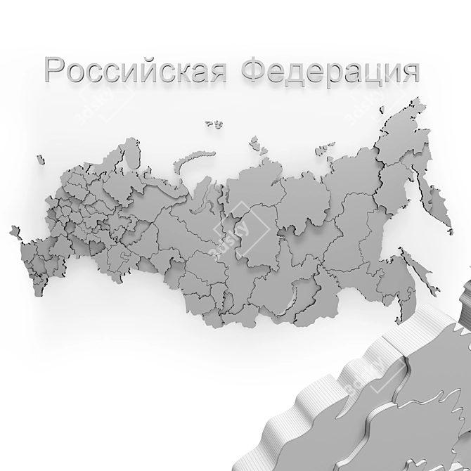 Russian Wooden Map: City Names 3D model image 12